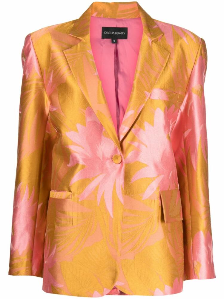 Cynthia Rowley floral-jacquard single-breasted blazer - Orange Cover