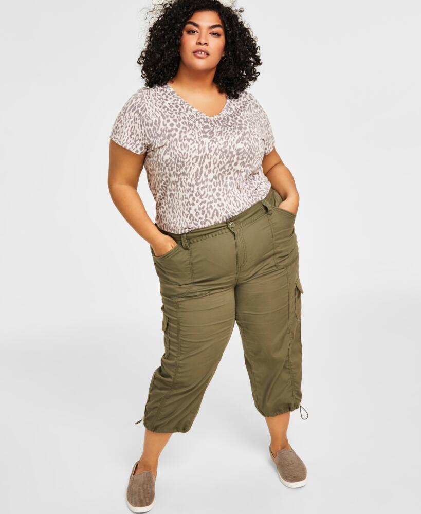 Style & Co Plus Cargo Capri Pants, Created for Macy's - Olive Sprig Cover