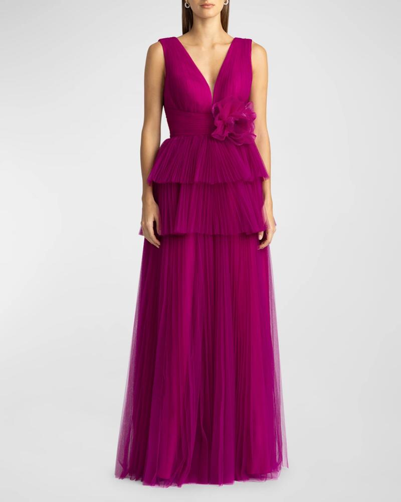 Zac Posen Tiered Pleated Tulle Gown Cover