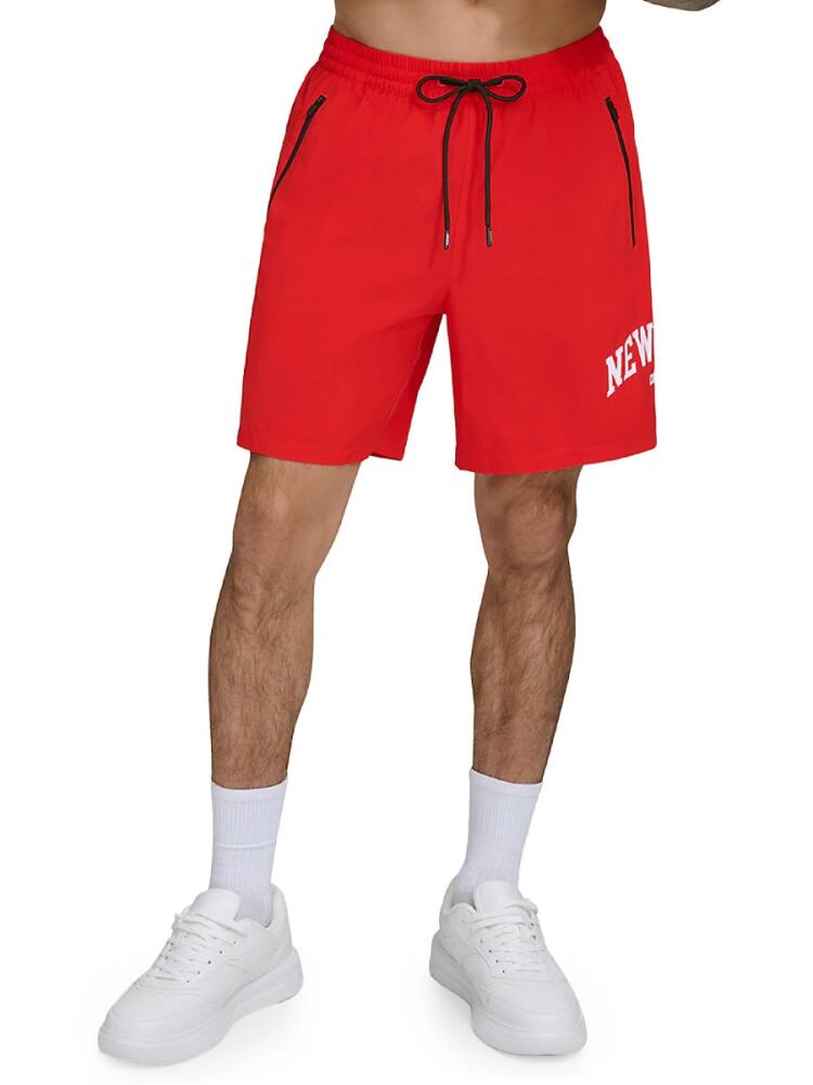 DKNY Men's New York Arch Logo Swim Shorts - Red Cover