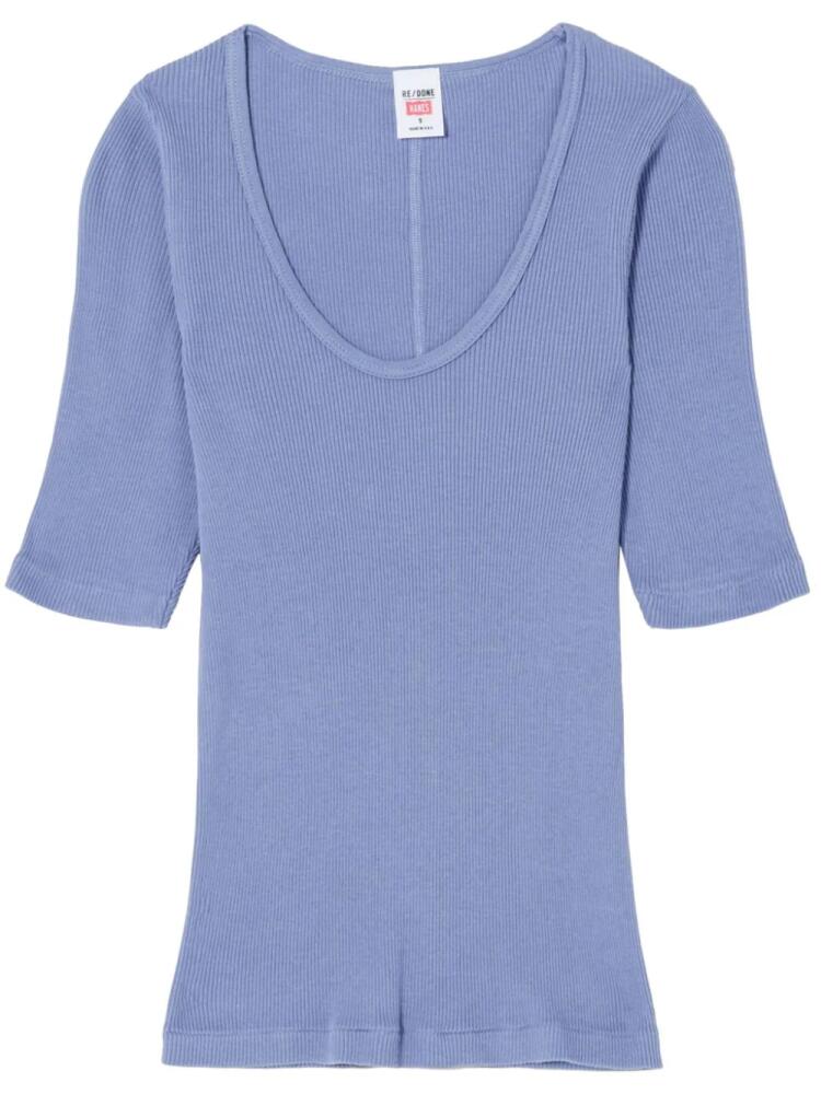 RE/DONE scoop-neck cotton T-shirt - Blue Cover