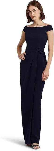 LAUREN Ralph Lauren Crepe Off-the-Shoulder Gown (Lighthouse Navy) Women's Dress Cover