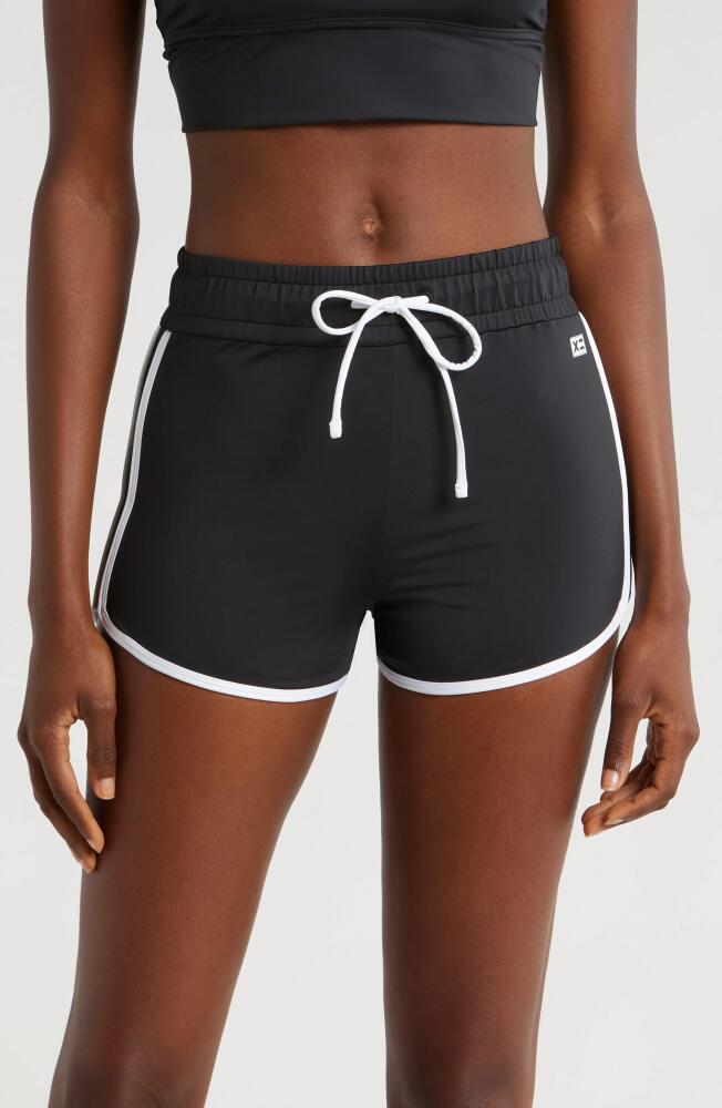 TomboyX High Waist Swim Shorts in Black Novelty Cover