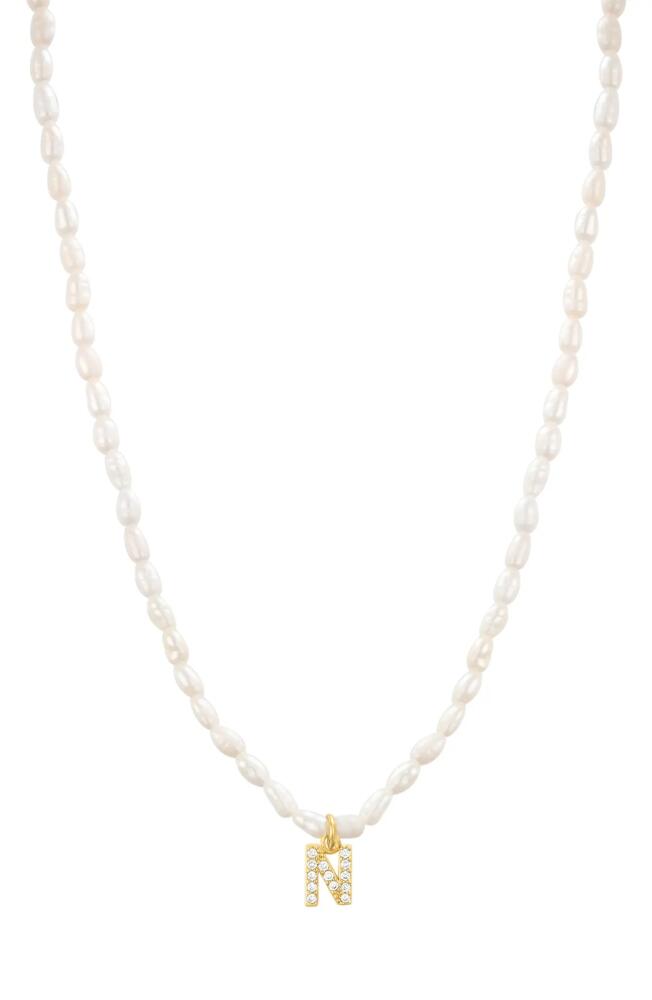 st. Moran Initial Freshwater Pearl Beaded Necklace in White - N Cover