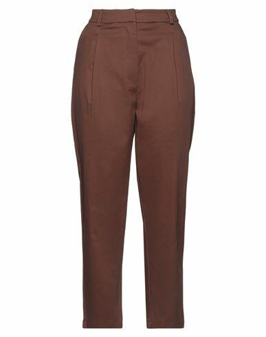 Rebel Queen Woman Pants Brown Cotton, Elastane Cover