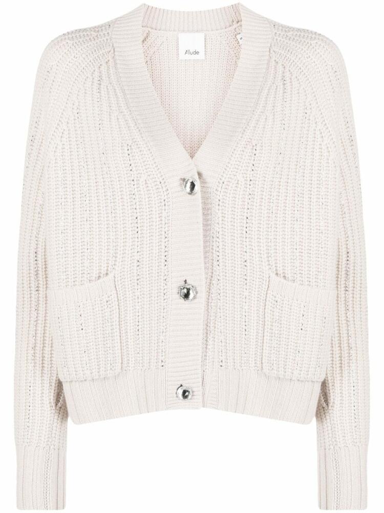 Allude rhinestone-stripes wool-blend cardigan - Neutrals Cover