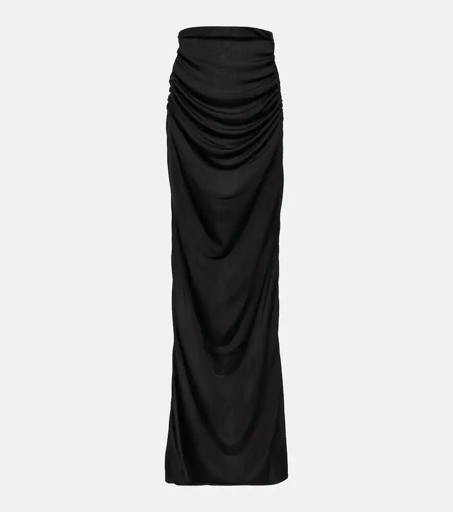 Saint Laurent Ruched high-rise satin maxi skirt Cover