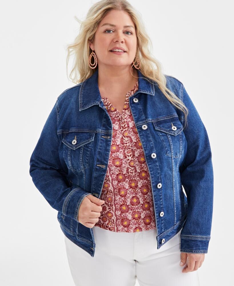 Style & Co Plus Size Classic Denim Jacket, Created for Macy's - Cosmos Cover