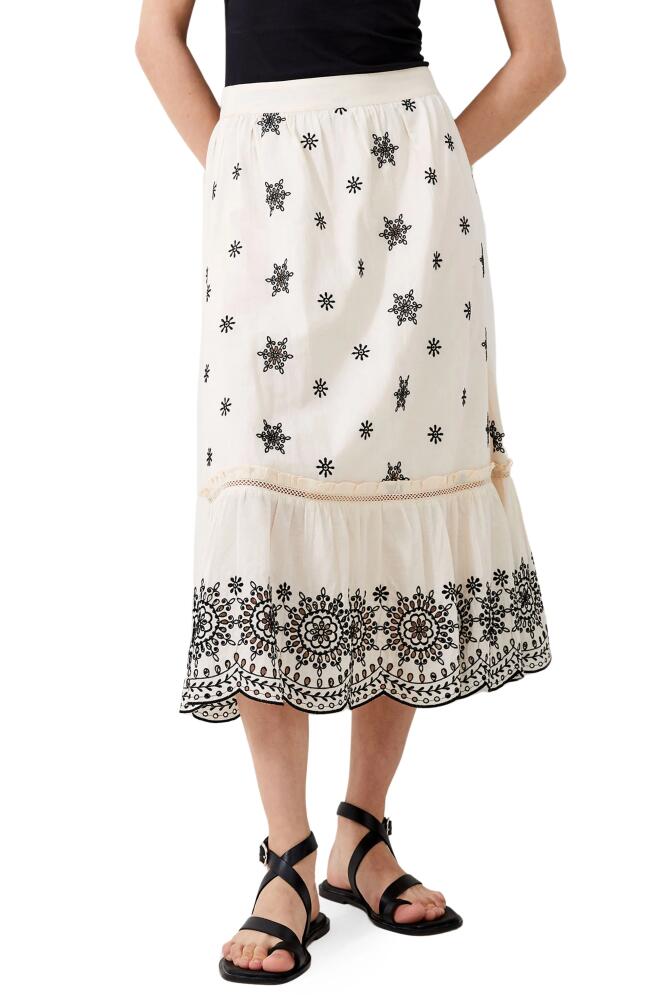 French Connection Felicity Eyelet Embroidered Cotton Skirt in Classic Cream-Black Cover