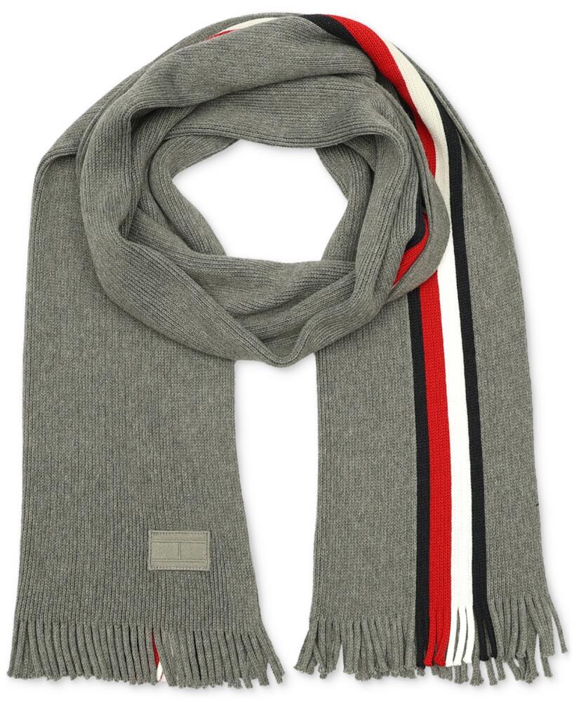 Tommy Hilfiger Men's Global Stripe Raschel Scarf - Medium Grey Cover