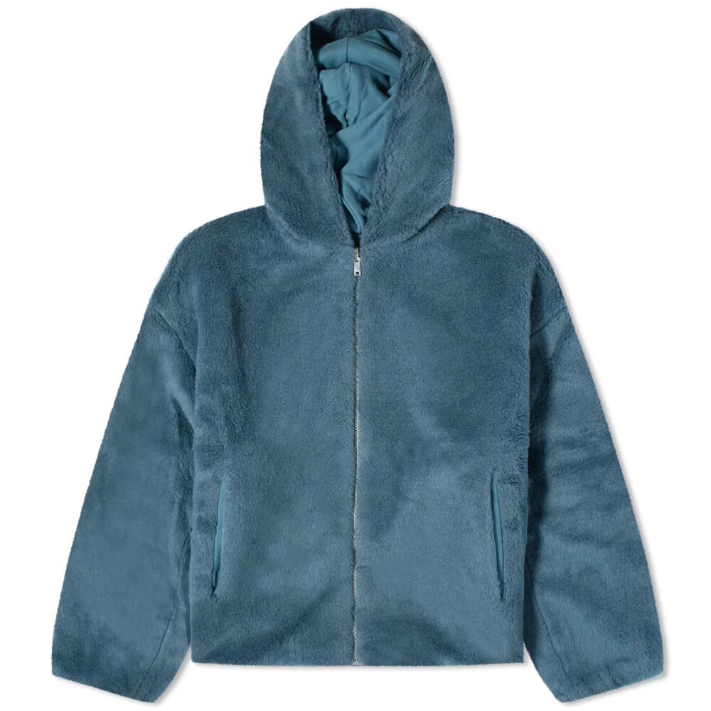 Pangaia Recycled Wool Fleece Reversible Bomber Jacket in Storm Blue Cover