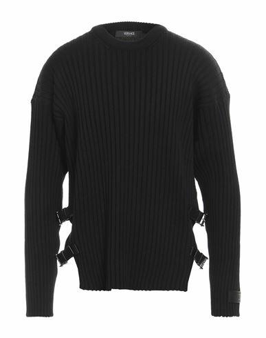 Versace Man Sweater Black Wool, Calfskin, Lambskin Cover