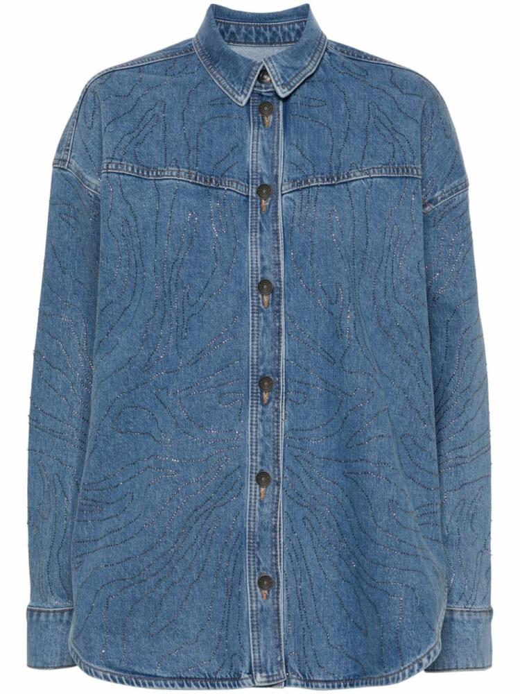 ROTATE BIRGER CHRISTENSEN crystal-embellished denim shirt - Blue Cover