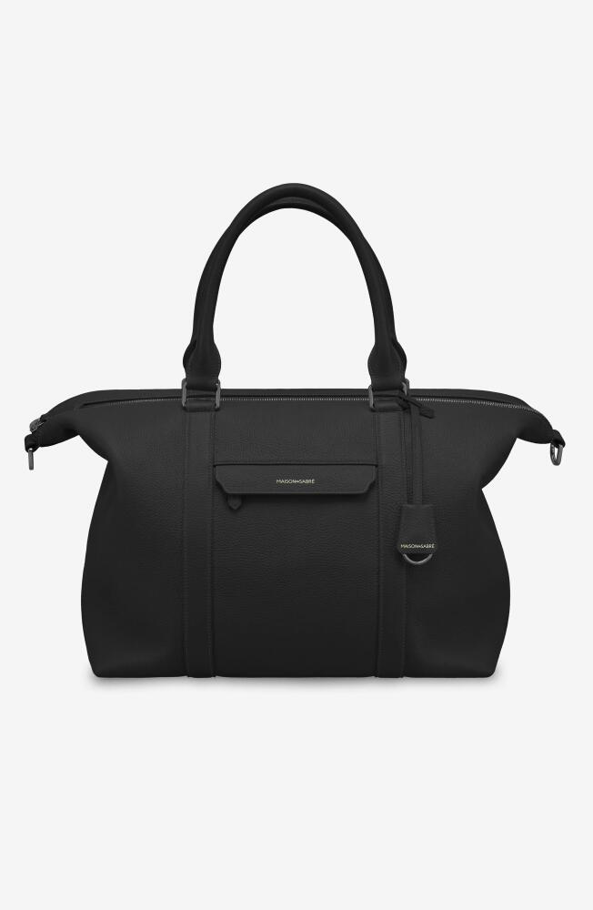 MAISON de SABRÉ Large Leather Weekender Bag in Black Caviar Cover