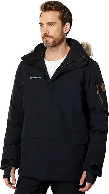 Obermeyer Ridgeline Jacket w/ Faux Fur (Black) Men's Clothing Cover