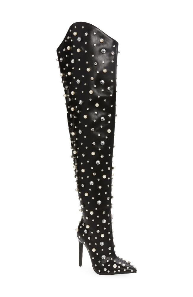 AZALEA WANG Starling Pointed Toe Over the Knee Boot in Black Cover