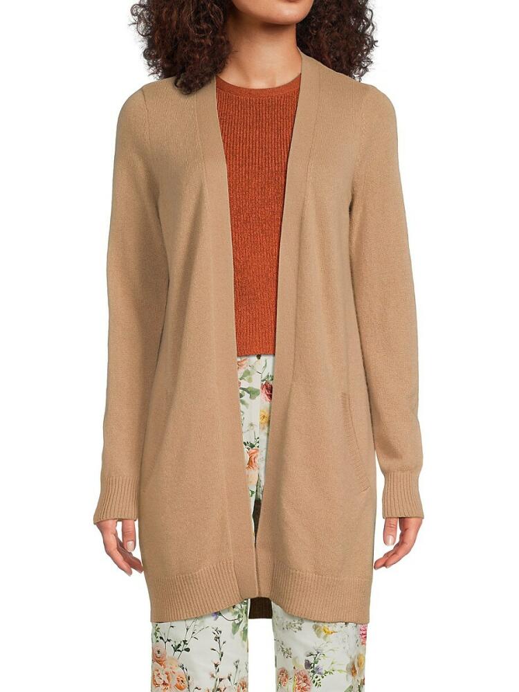 Sofia Cashmere Women's Cashmere Longline Open Front Cardigan - Camel Cover