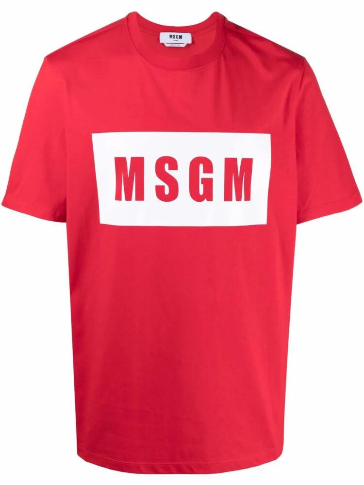 MSGM logo-print cotton T-shirt - Red Cover