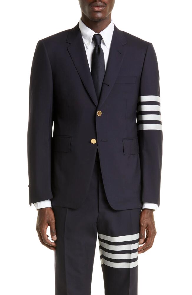 Thom Browne 4 Bar Mélange Wool Sport Coat in Navy Cover