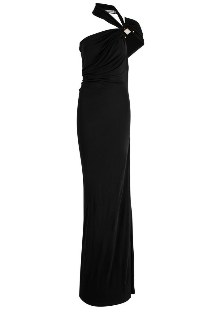 Christopher Esber Bezel Quartz One-shoulder Draped Jersey Gown - Black Cover