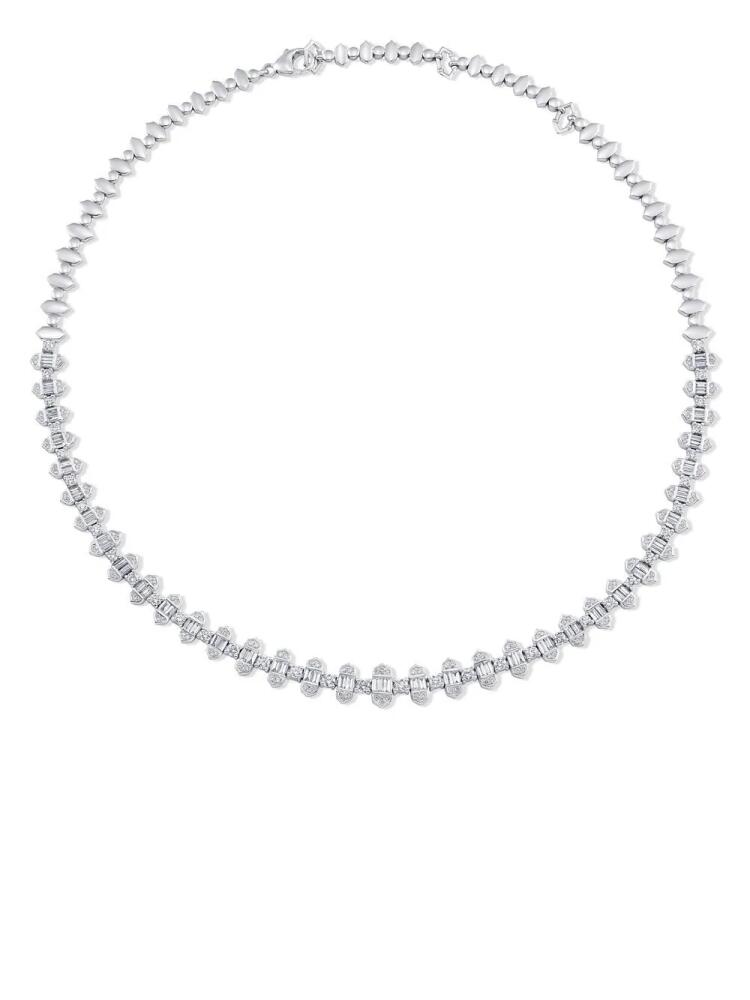 Sara Weinstock 18kt white gold Taj baguette diamond vertical choker - Silver Cover