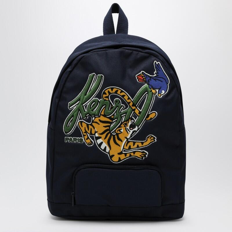 KENZO Navy blue backpack with logo Cover