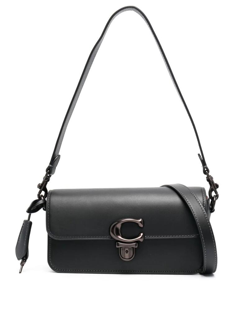 Coach logo-plaque leather tote bag - Black Cover