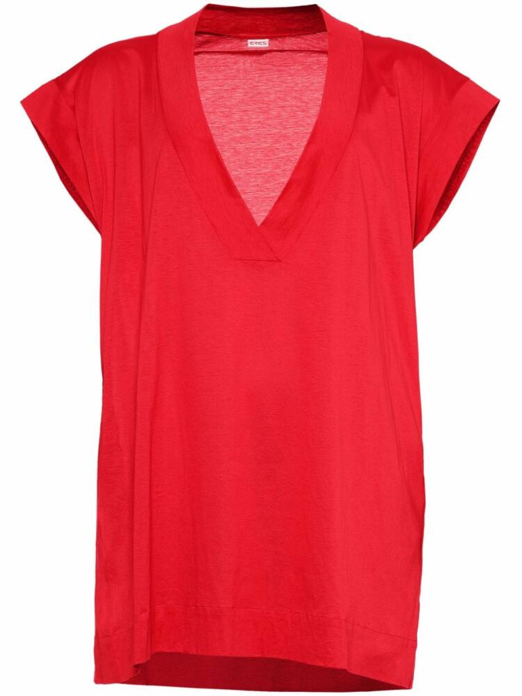 ERES Renée V-neck cotton T-shirt - Red Cover