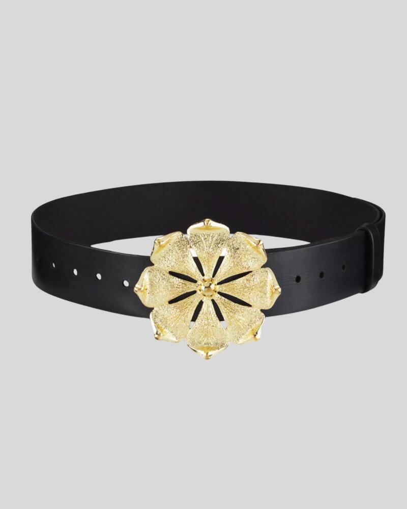 Cynthia Rowley Gold Flower Buckle Belt in Black Cover