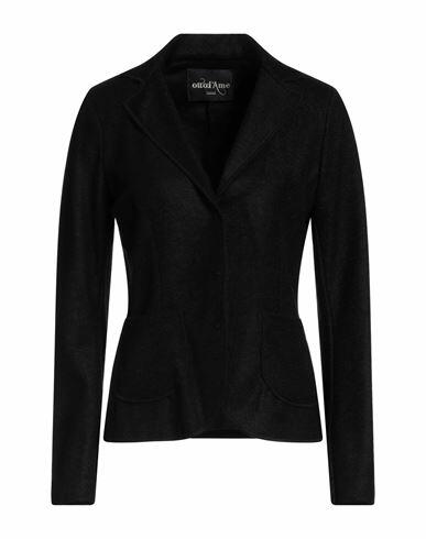 Ottod'ame Woman Blazer Black Acrylic, Mohair wool, Polyester Cover