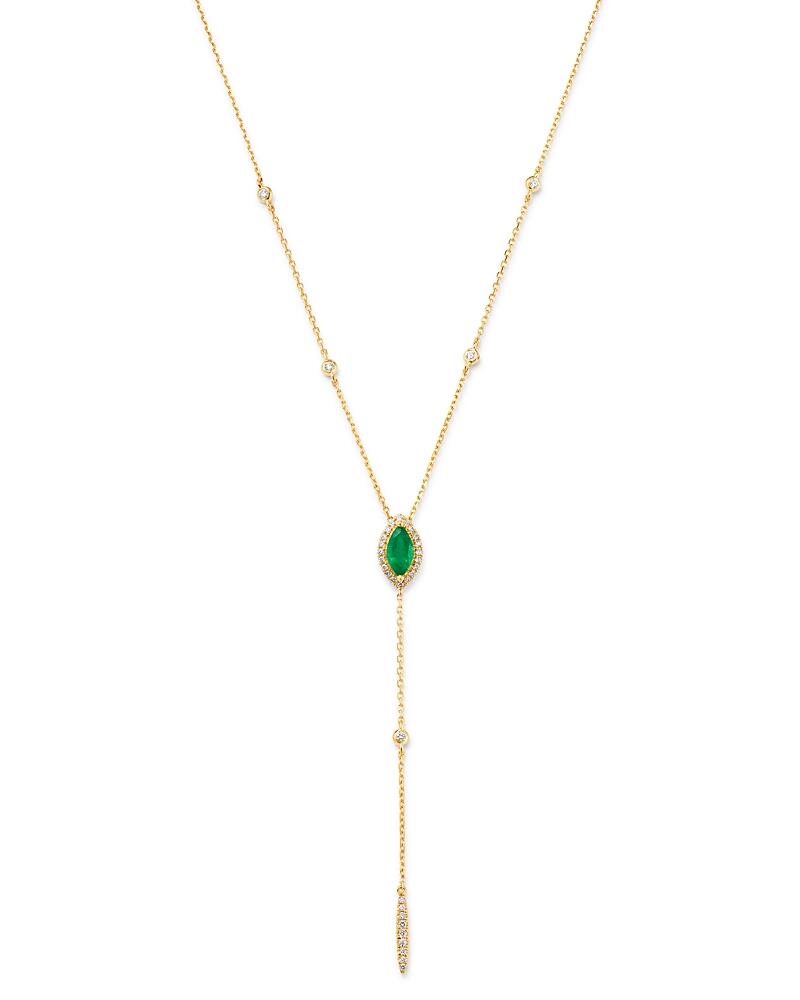 Bloomingdale's Fine Collection Emerald & Diamond Lariat Necklace in 14k Yellow Gold, 16-18 - Exclusive Cover