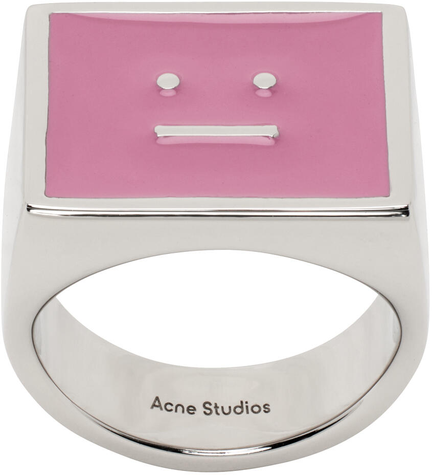 Acne Studios Silver & Pink Enamel Ring Cover