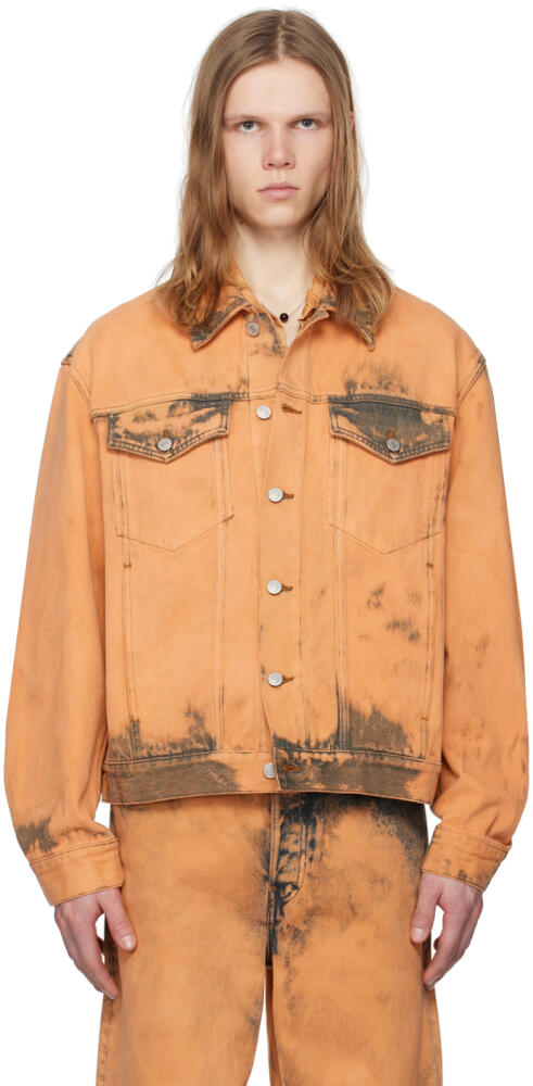 Dries Van Noten Orange Bleached Denim Jacket Cover