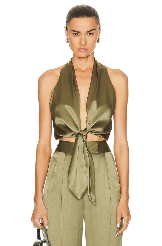 The Sei Sleeveless Tie Front Blouse in Sage Cover