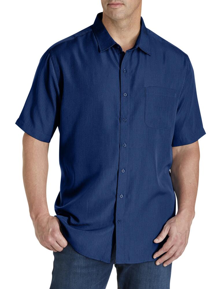 Harbor Bay by DXL Microfiber Comfort Grid Sport Shirt in Blue Depths Cover