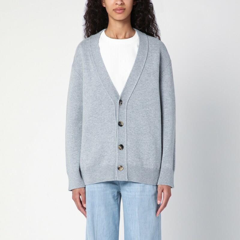 Bottega Veneta Grey mélange cardigan with Intrecciato appliqué Cover