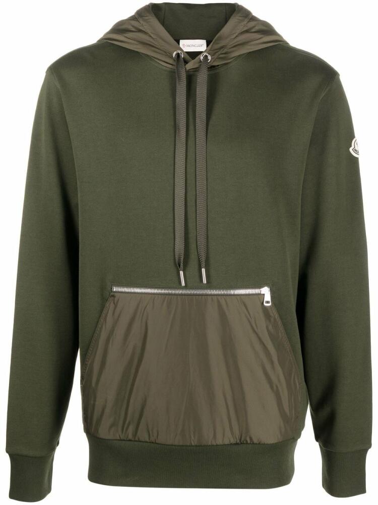 Moncler panelled cotton hoodie - Green Cover