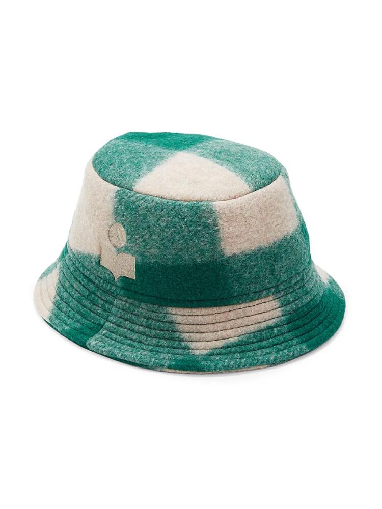 Isabel Marant Women's Check Virgin Wool Blend Bucket Hat - Green Cover