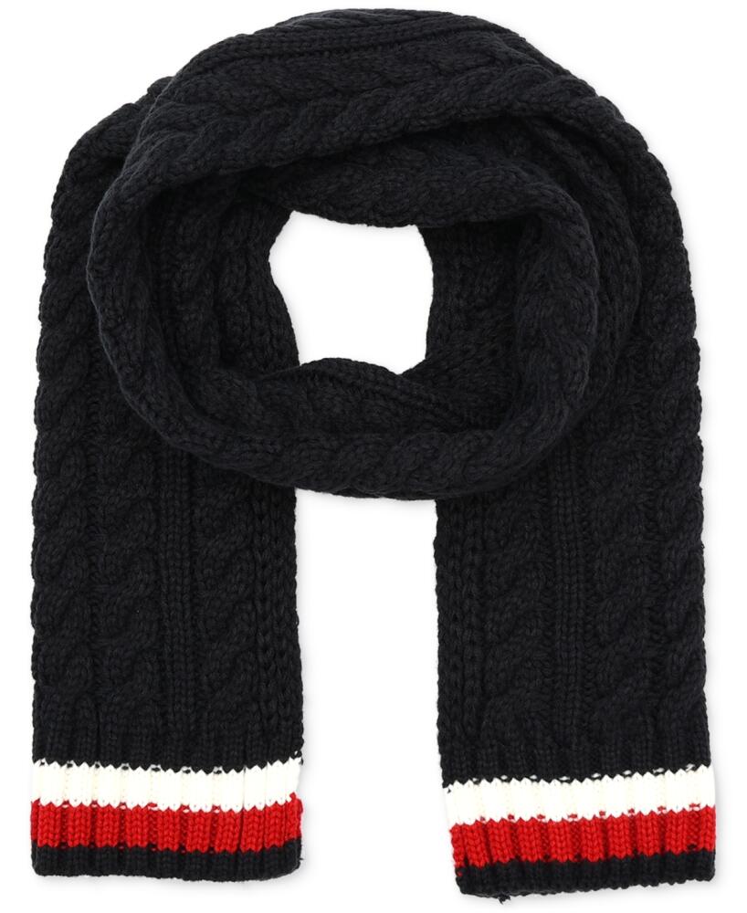 Tommy Hilfiger Men's Cable Knit Global Stripe Scarf - Desert Sky Cover