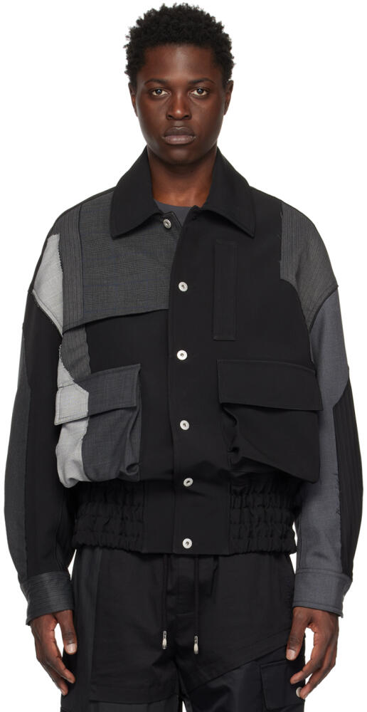 Feng Chen Wang Black Patchwork Jacket Cover