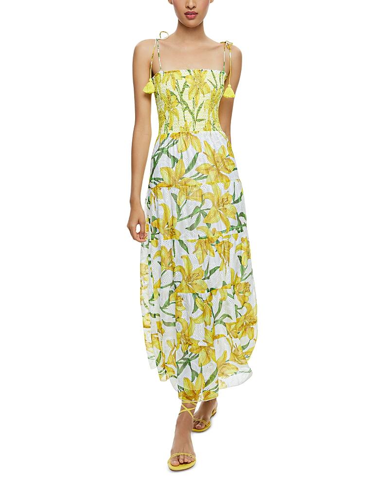 Alice and Olivia Marna Tiered Midi Tie Strap Dress Cover