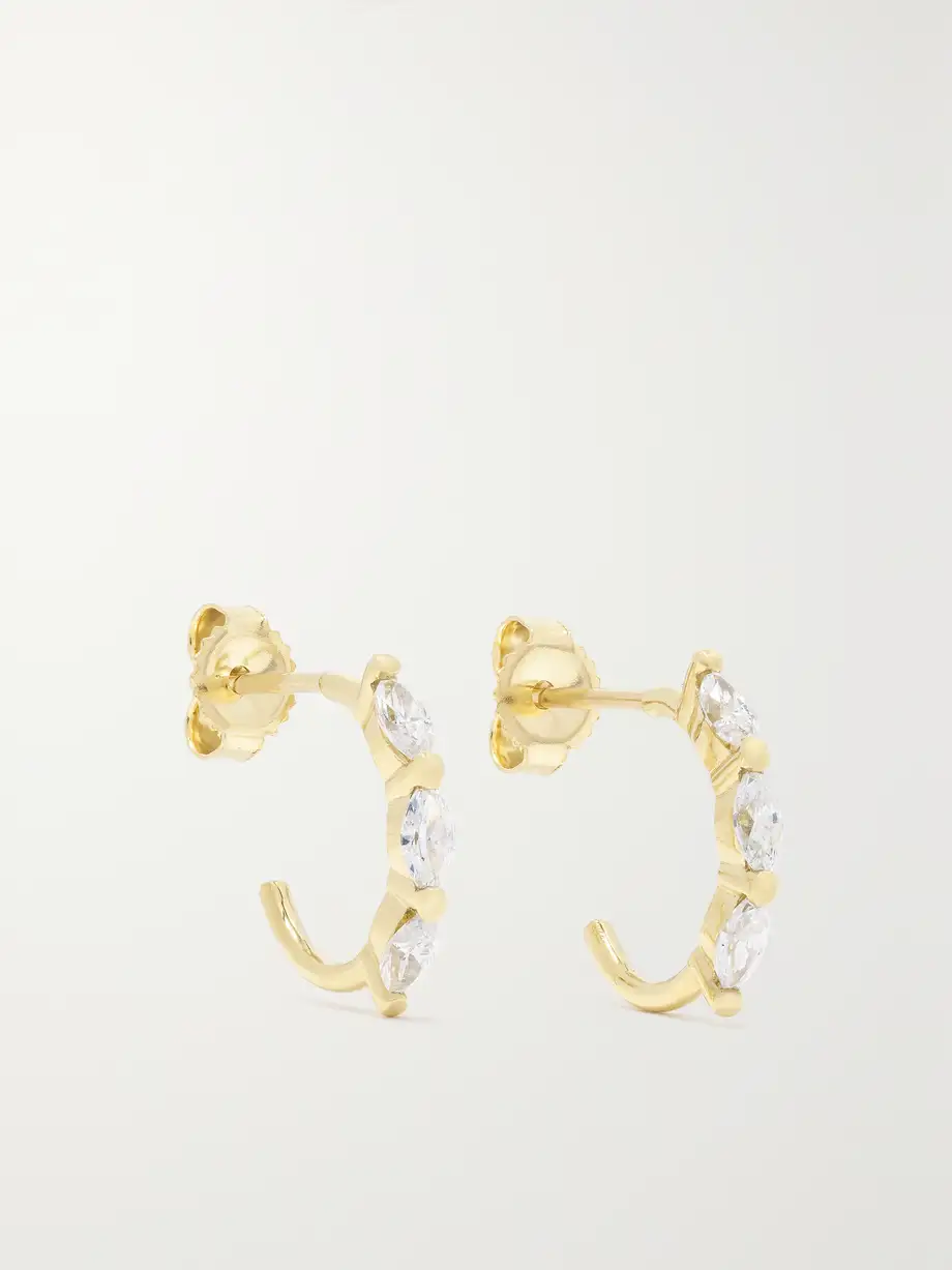 Jennifer Meyer - Mini Marquise 18-karat Gold Diamond Hoop Earrings - One size Cover