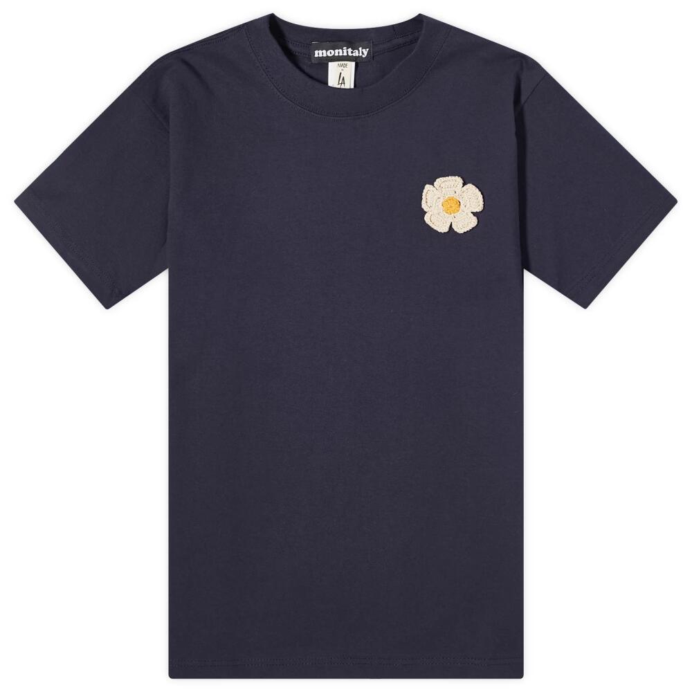 Monitaly Men's Crochet Flower T-Shirt in Navy Cover