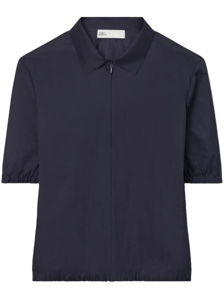 Tory Burch zip-up short-sleeve shirt - Blue Cover