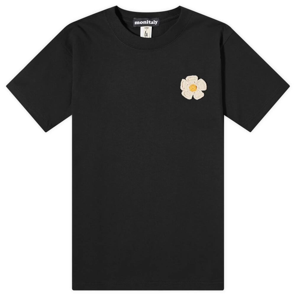 Monitaly Men's Crochet Flower T-Shirt in Black Cover