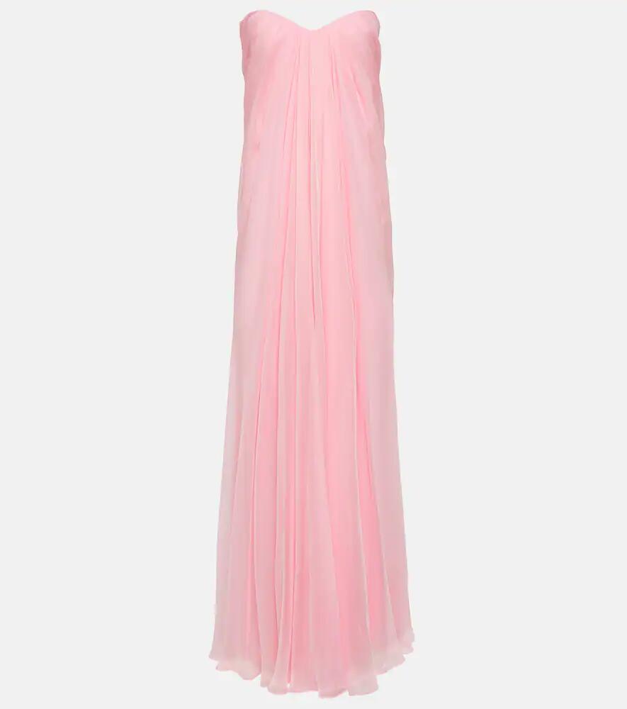 Alexander McQueen Strapless draped silk chiffon gown Cover