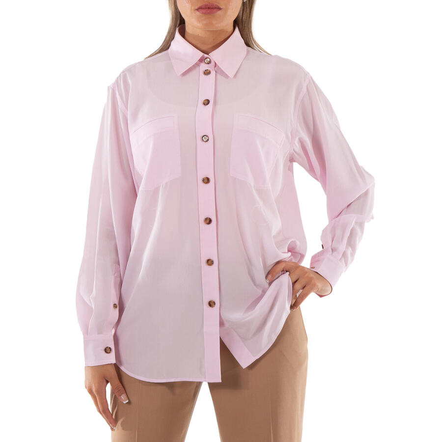 Burberry Pale Candy Pink Ivanna Silk Crepe De Chine Oversized Shirt Cover