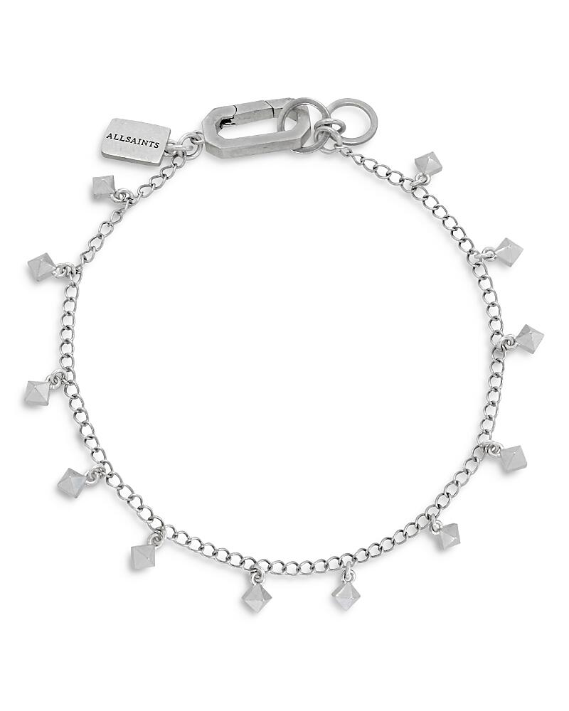 Allsaints Sterling Silver Pyramid Charm Bracelet Cover