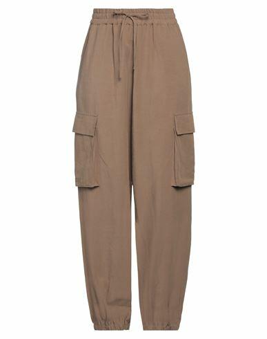 Rue Du Bac Woman Pants Khaki Viscose, Linen Cover