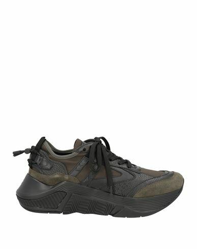 Giorgio Armani Man Sneakers Military green Polyester, Calfskin Cover